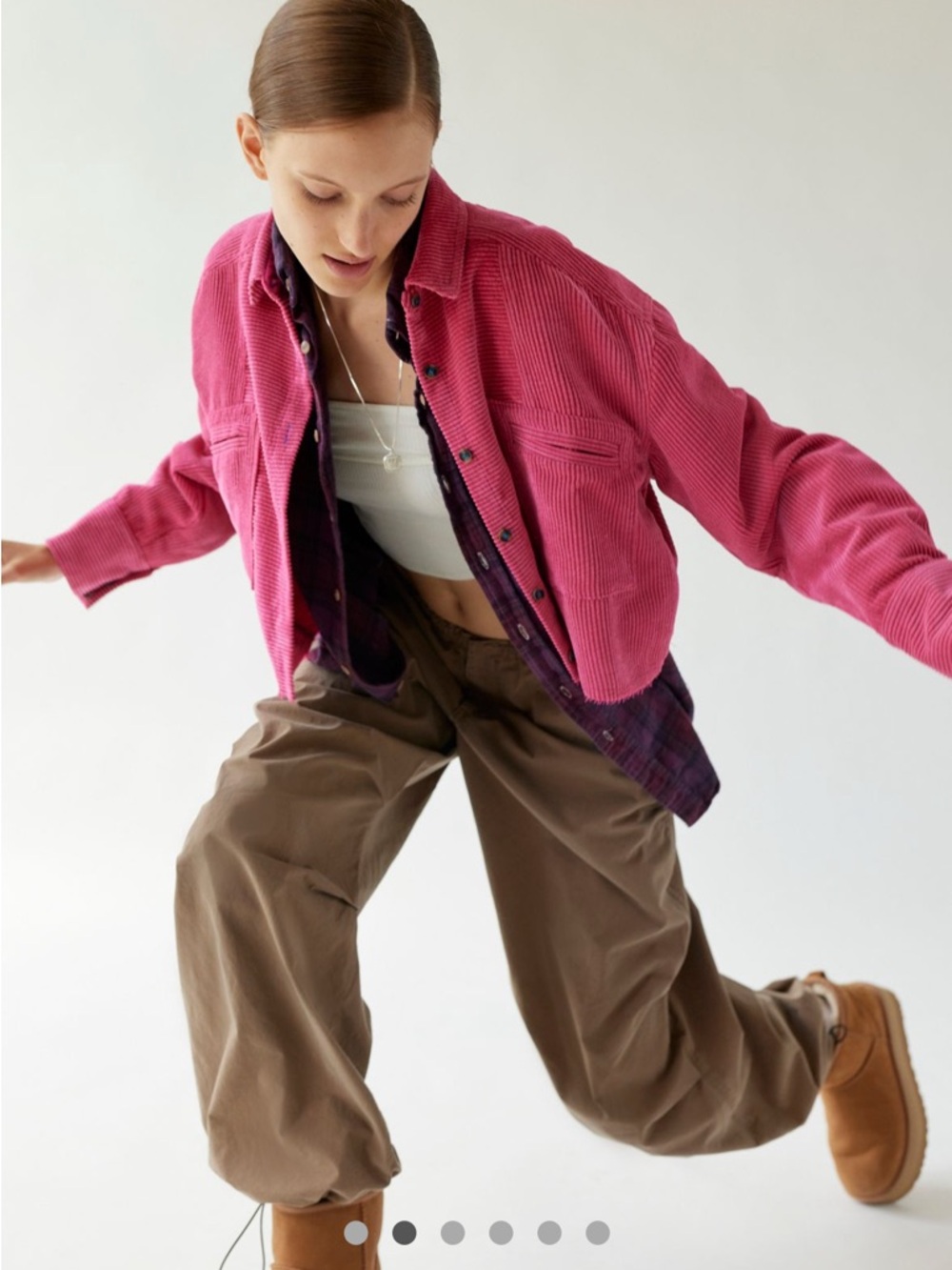 Urban Outfitters Cropped Hot Pink Corduroy Jacket